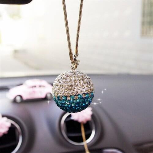 Car Crystal Ball Decoration Bling Bling Diamond-encrusted Car Rearview Mirror Pendant Diamond Hanging Ornaments Gift for Girl