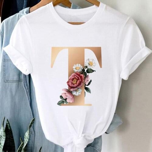 Women Clothing 26 Letter Customization T-shirts Ladies Fashion Top Female Tees Casual Short Sleeve Female T-shirt 2021