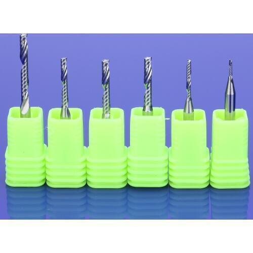 10Pcs 1.0-3.175mm Single Flute Spiral Cutter 3A TOP Quality CNC End Mill Carbide router bit For Acrylic PVC MDF Milling Cutter