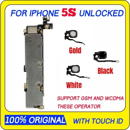 16GB 32GB 64GB Motherboard with / without touch ID for iphone 5S unlocked mainboard IOS System logic board with chip