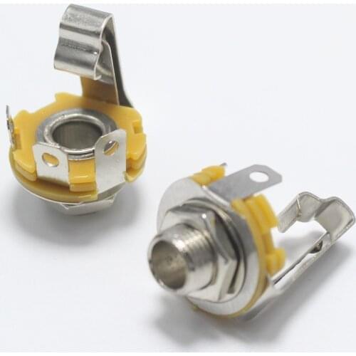 2pcs 6.35mm / 6.5mm 2 Pole Mono Plug jack with Switch Audio Female Connector 6.35 Welding Type Panel Socket