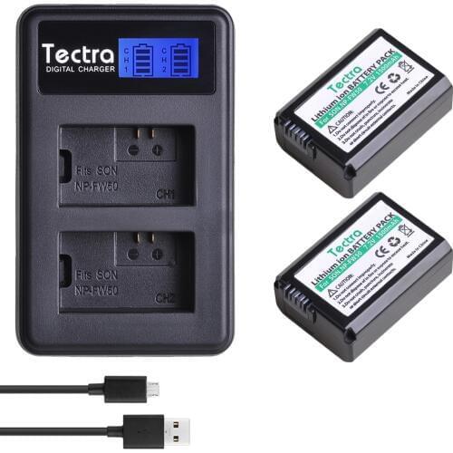 2PCS 1500mAh NP-FW50 NPFW50 Battery+LCD USB Dual Charger for Sony Alpha a6500 a6300 a6000 a5000 a3000 NEX-3 a7R NP FW50 Battery