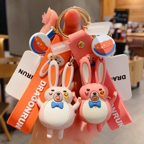 2020 Cute Cartoon Dream Rabbit Doll Keychains For Women Girls Lovely PU Car Key Ring Children Gift Bag Car Anime Pendant Keyfob