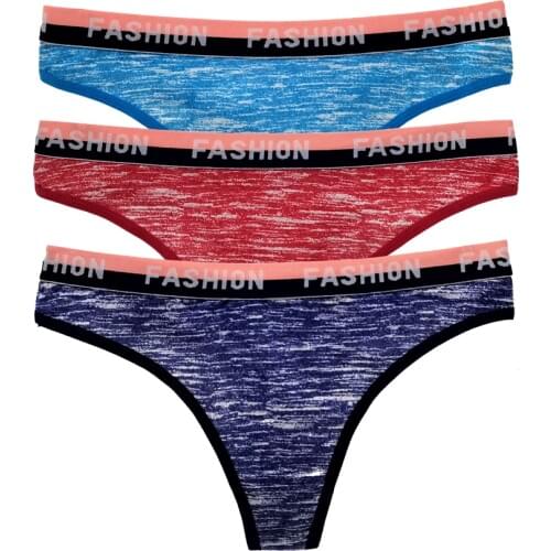 3 PCS/Pack Sexy Women Thongs T-Back G-strings V-strings Low Rise Cotton Fashion Underwear Ladies Panties Knickers