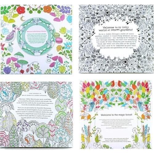 4 pcs/Lot Fantasy Dream Secret Garden Coloring Book For Adults Children Anti-Stress Drawing Art Books School Office Stationery