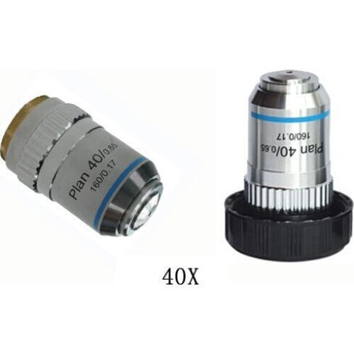 40X L=195 Plan Achromatic Bio-Microscope Biological Microscope Objective Lens Thread Diameter 20.2x0.705 for Medical Science