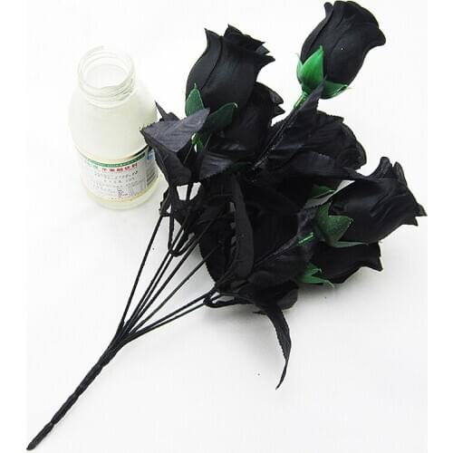 7 Heads Simulation Black Rose Artificial Flower Silk Bouquet Home Wedding Holiday Decoration Halloween Party DIY Arrangement