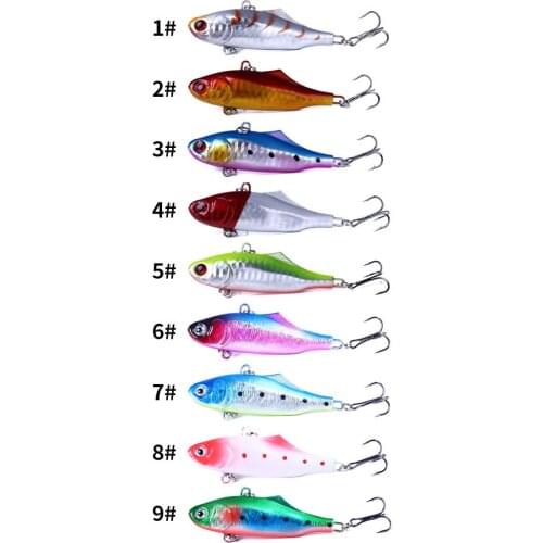9Pcs 7cm/23g Winter VIB Balancer Fishing Lure Diving Swivel Jig Wobbler Lure Ice Sea Fishing Tackle