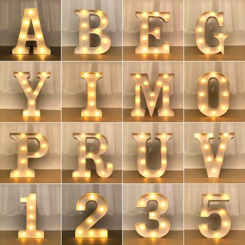 Alphabet 26-Letter 0-9 Number LED Sign Wall Hanging Night Light Party Bar Decor Can be hung on wall or placed on flat surface