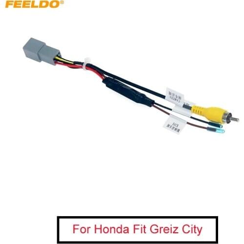 FEELDO 1PC Car Parking Rear Camera Video Plug Converter Cable For Honda Fit Greiz City parking Reverse Wire Adapter