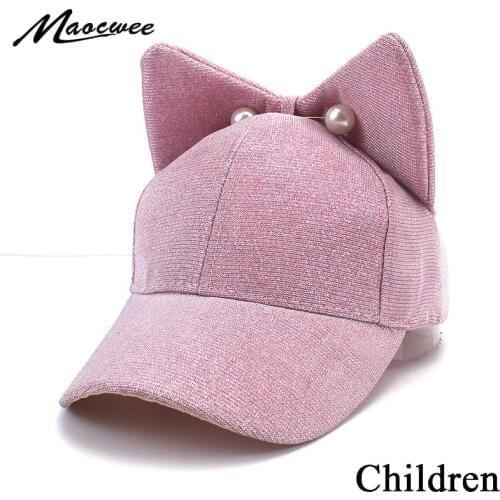 Summer boy girl baby baseball cap casual hip hop outdoor sunshade hat child cute ear shiny pearl cap