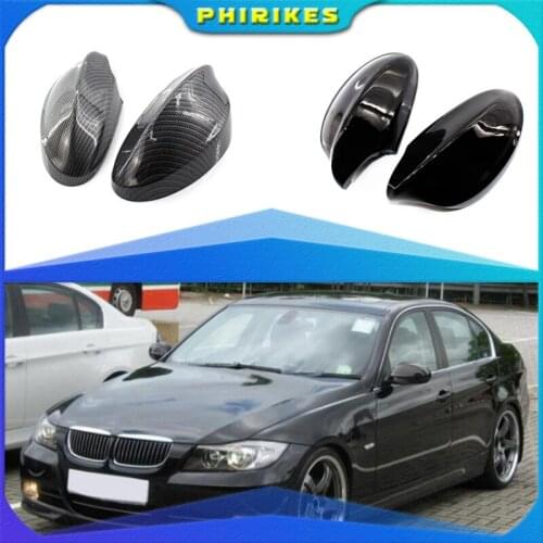 Black Carbon Fiber Auto Car Rearview Side Mirror Cover Cap Rear View Mirror Housing For BMW 3 Series E90 318 320i 325i 330i