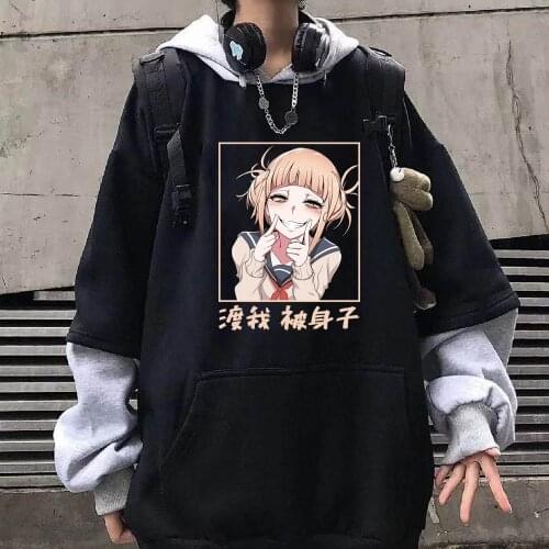 Japanese Anime My Hero Academia Graphic Hoodies Men Himiko Toga Pullover Sweatshirt Unisex Male