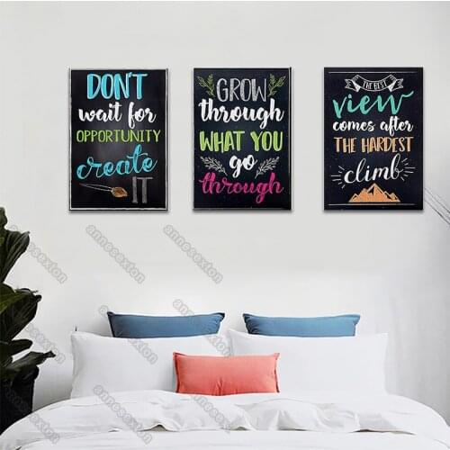 Art Letters Motivative Quotas To Encourage Modern Style Canvas Painting Poster and Print for Living Room Bedroom Wall Decoration