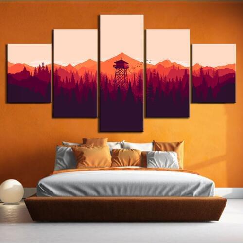 Firewatch Video Games Painting Minimalism Fire Lookout Tower Forest Tower Olly Moss Illustration Wall Art Home Decor Poster