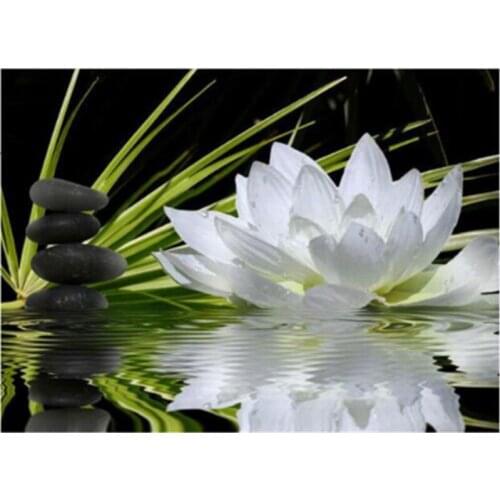 2019 new arrived 5D DIY Diamond Painting white flowers and stone Patterns Cross Stitch square and round diamond embroidery gift