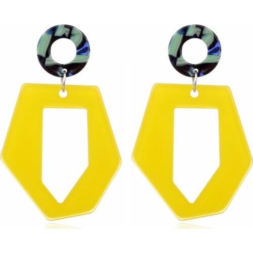 Korean INS Web Celebrity Hollow Irregular Geometric Earrings go With Exaggerated Personality Acrylic Jewelry Women