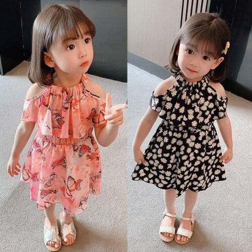 Girl Summer Strapless Daisy Dress Beach Bohemia Floral Kids Clothing for Baby 12M-6T Princess Party Costume