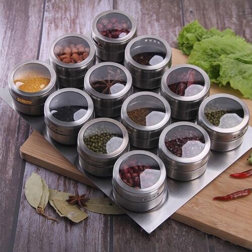 Multifunction Kitchenware 1Pcs 6.5*4.5CM Powder Cans Pepper Box Silver Stainless Steel Condiment Container