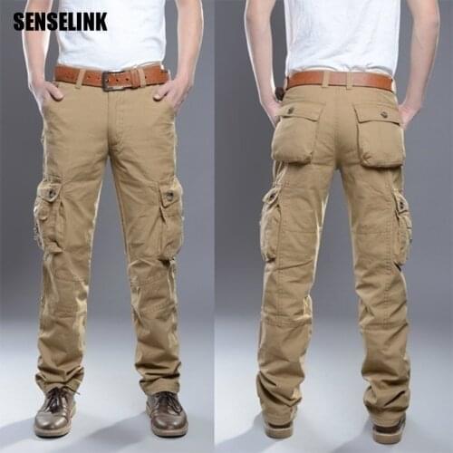 Men Cargo Pants Joggers Tactical Multiple Pocket Elasticity Military Trousers High Quality Outdoor Plus Size Cotton Pants Men