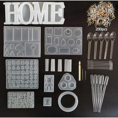 Silicone Casting Molds And Tools Set Mixed Style Jewelry Epoxy Casting Molds Tools Set For Jewelry making DIY