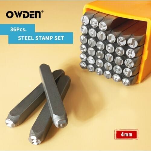 OWDEN 36Pcs Steel Metal Stamp Set Number and Letter Punch Tools 4mm