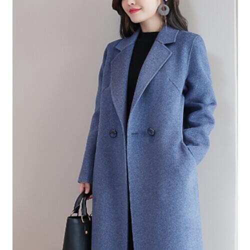 New Style Woolen Coat Women Autumn Winter Mid-length Plus Size Woolen Cloth Korean Style Loose Temperament Slim-fitting Coat