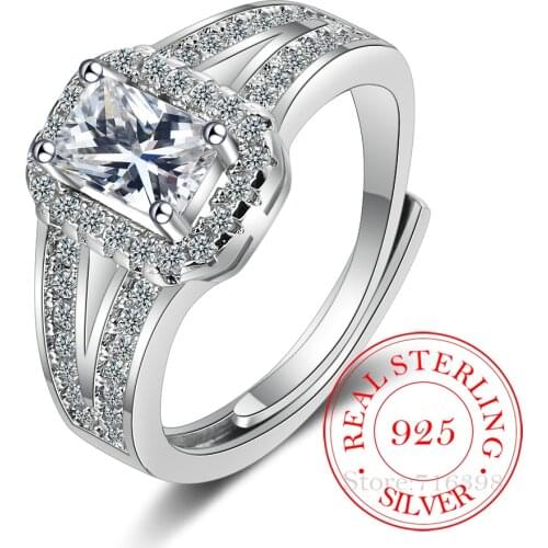 Promise 925 Sterling Silver Classic Wedding Ring AAA+ Cubic Crystal Rings for Women Bridesmaid Jewelry Charms Princess Bijoux