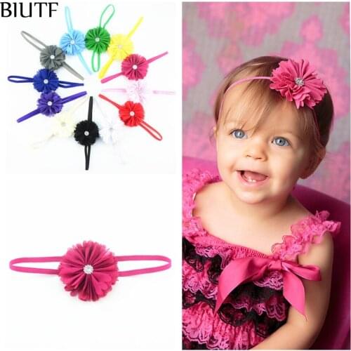 Wholesale 200pcs/lot Thin Elastic Headband with Layered Chiffon Flower kids girl Headband Hair Aceessories 12 Color FDA231