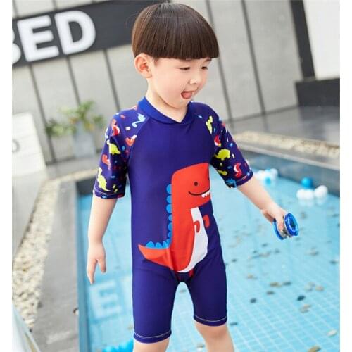 1-8 Y Boys Rash Guards One Piece Swimwear Dinosaur Pattern Children Half-Sleeve Surfing Suit Baby Sandy Beachwea Swimsuit
