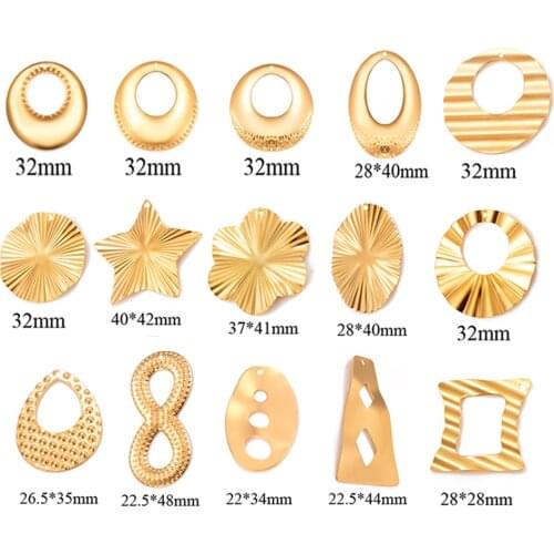 10Pcs 15 Style Gold Earring Charms Stainless Steel Jewelry Making Charms for DIY Link Components Earring Necklace Making Finding