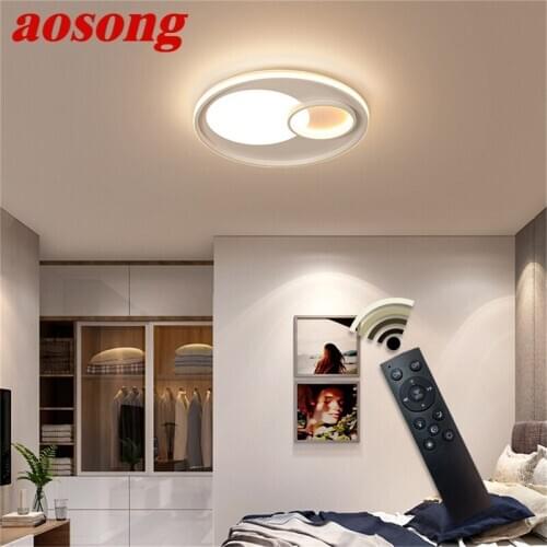 AOSONG Ceiling Light Fixtures with Remote Control Dimmable 220V 110V Modern Decorative For Home Living Room Dining Room Bedroom