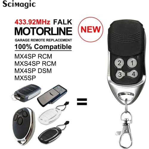 For Motorline MX4SP RCM DSM FALK Garage Door Gate Remote Control 433.92 MHz