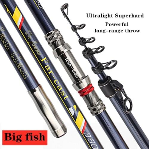 Powerful Big Fish Spinning Fishing Rod Super Hard Strong Telescopic Long Distance Throwing Carbon Pole Sea Rock Boat Jigging XH