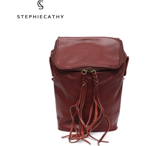 SC Brand Vintage Oil Wax Leather Messenger Bag For Women Luxury Casual Tassels Bucket Shoulder Handbags Female Cowhide Crossbody