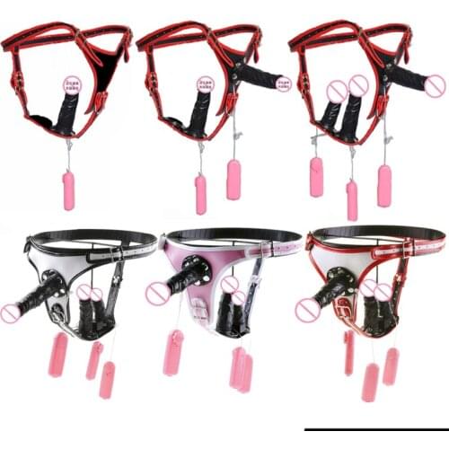 Removable Penis Strap On Vibrating Dildo Panties Lesbian Strapon Harness Silicone Anal/Vaginal Plug Women Masturbation Sex Toys