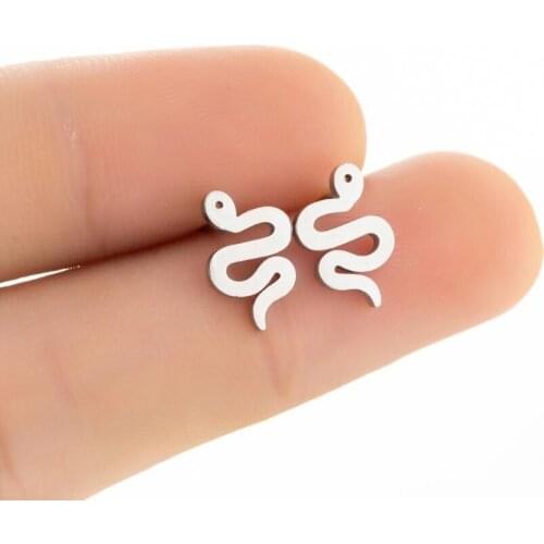 Tiny Cute Stainless Steel Cute Snake Animal Cartilage Earrings Studs Lobe Tragus Helix Piercing Jewelry for Women Men