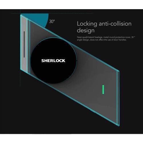 Sherlock S2 Silver Fingerprint + Password Smart Stick Lock Smart Door Lock Bluetooth Wirelless Open or Close Door By APP Control