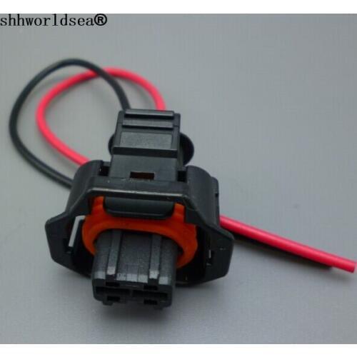 Shhworldsea 1pcw 2 Pin/Way Female Diesel Common Rail Injector Plug Socket Electric Connector With Wire Pigtail plug