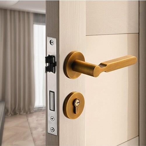 Modern Zinc Alloy Indoor Door Locks Bedroom Mute Security Door Handle Lock Home High Quality Furniture Hardware Accessories