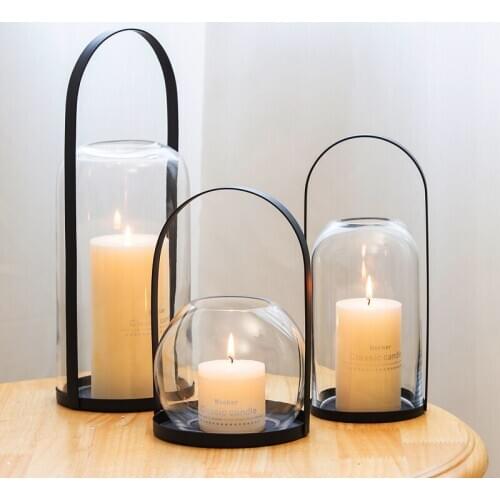 Nordic Glass Candle Holder Wedding Romantic Candle Holder Creative Wind Light Candlelight Dinner Portavelas Candlestick DD60ZT