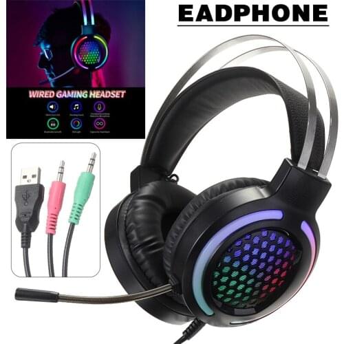 LED Wired Gaming Headset With Microphone 7.1 Surround RGB Headphone For Internet Bar Earphone USB Wired Phone Headset Accessory