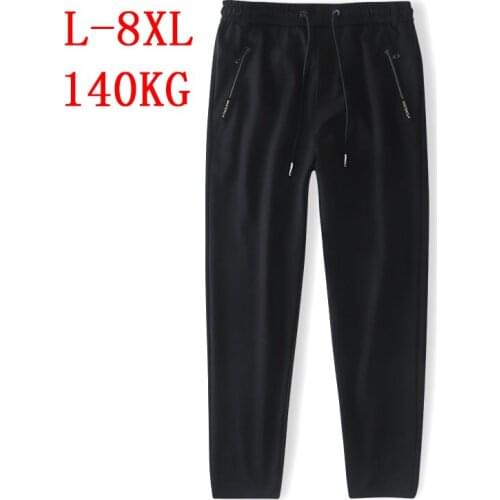 Sweat Pants Men Clothes Spring Autumn Loose Trousers Mens Solid Black Drawstring Joggers Plus Size 7XL 8XL for Big and Tall Men