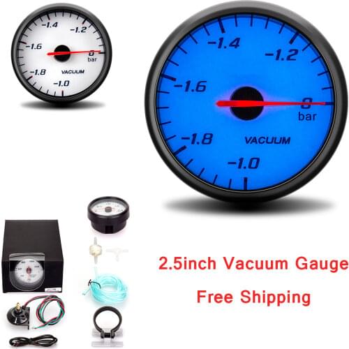 2.5‘’ Vacuum Gauge 60MM Vacuum Digital Blue LED Backlight Gauge Meter With Sensor and Holder Cup for Auto Car Truck Boost