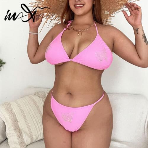 In-X Plus size bikini 2021 Triangle swimsuit womens swimming suit Butterfly swimwear female Solid bathing suit Sexy beach wear