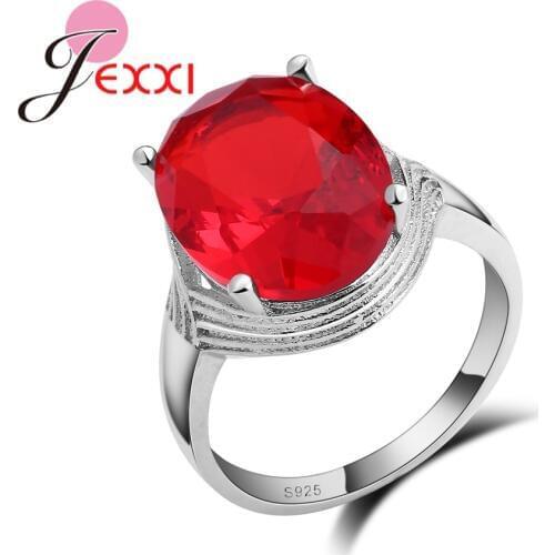 925 Sterling Silver Rings For Women Girl Bright Red Crystal Rings Wedding Engagement Anniversary Rings Fashion Accessory