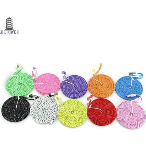 1M/3FT 2M/6FT 10FT/3M Flat Braided Fabic Woven 8Pin 8 pin USB Data Sync Charger Cable for iPhone xs 5 5s 6 6s 7 8 wholesale 300