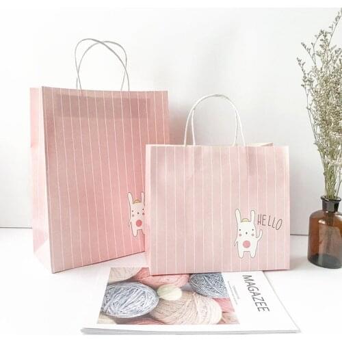 10Pcs/Lot 21*25*12cm Portable Kraft Paper Gift Bags With Handles Birthday Party Craft Gift Clothing Shopping Storage Paper Bag