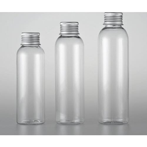 120ML 150ML 200ML X 30 Aluminum Screw Cap Cosmetic Clear Plastic Bottles Personal Care Packaging Bottle For Toner Essential oil
