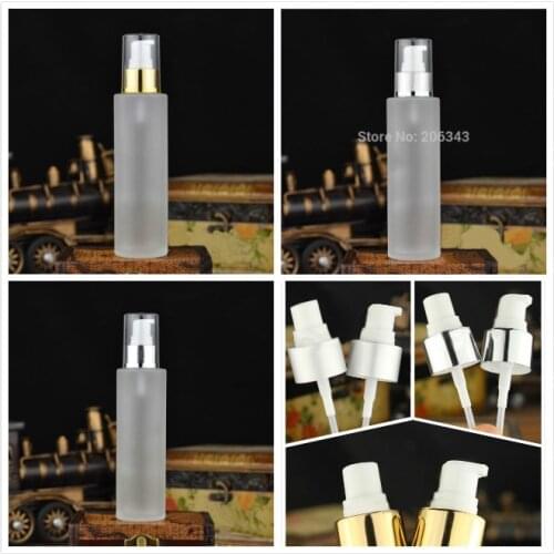 120ml frosted glass bottle with gold/silver pump sprayer for serum/lotion/emulsion/gel/essence /toner cosmetic packing